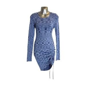 Song of Style Women's Mick Knit Mini Dress - Size Large Blue Long Sleeve Bodycon